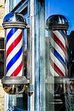 Barbershop Pole, Barber, Red, White and Blue
