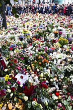 Flowers outside church in Oslo after terror