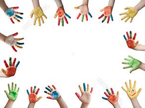 Children painted hands