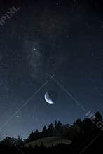 Moon and stars
