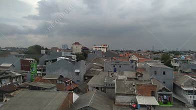 overcast view from inside the train to Jakarta, Indonesia