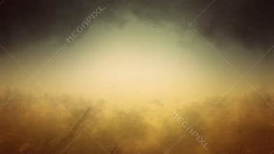 Abstract orange background with black grunge borders, triangle shapes in orange transparent layers with angles and geometric