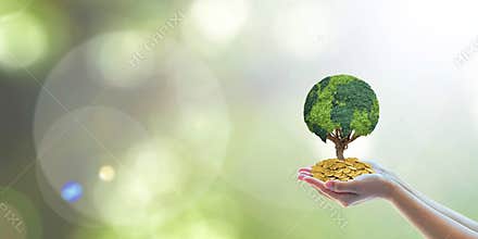 Global sustainable investment fund with environment, social, governance (ESG) in clean industry and CSR policy concept