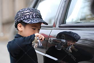 Boy and car