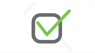 Animation in motion graphics of a check mark symbol. Symbolizing right.