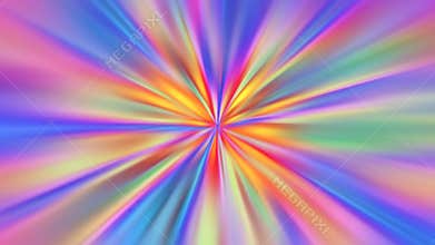 Multicolor rays radiating, changing colors.
