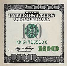 Modified decorative 100 dollar bill artwork