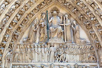 Entrance of Notre Dame Cathedral Paris