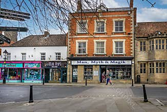 New age shop in the centre of Glastonbury - Man, Myth & Magik and Little Imps Toy Shop  - Glastonbury, Somerset, UK