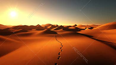 Footprints on the sand dunes