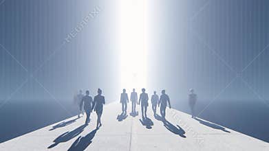 Business team walking towards a bright future, 4K