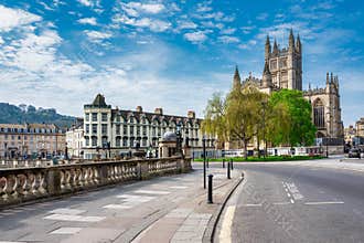 View of Bath Abbey during Covid 19 Lockdown