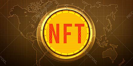 NFT Art Abstract Crypto backdrop with world map in the background. Modern and Trending