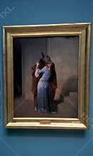 Milan, Brera Art Gallery: painting by Francesco Hayez, the kiss.