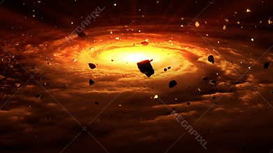The Formation Of A Star System From Clouds Of Gas And Asteroids