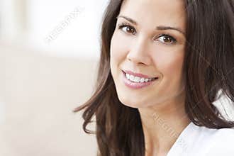 Happy Smiling Beautiful Brunette Woman