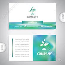 Growing plants. Gardening supplies. Business card template.