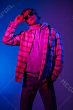Guy in shirt and hoodie