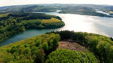 Bigge lake in germany in spring from above