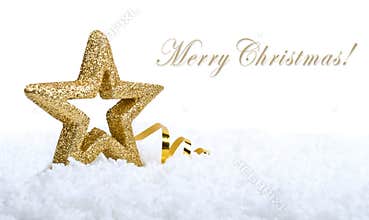 Gold five pointed star christmas decoration