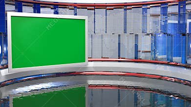 Virtual News Studio Background, 3d illustration