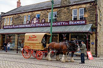 Horse and cart rides for visitors at Beamish Village