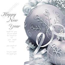 Christmas balls on silver background