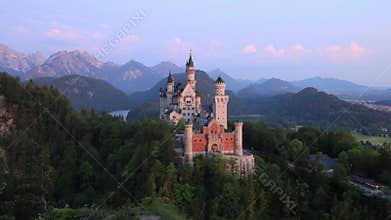 Southwest Bavaria, Germany. Time lapse of Neuschwanstein Castle