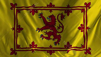 Scotland national lion rampant flag blowing in the wind, the royal banner for Scotland