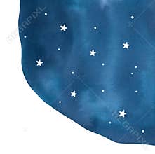 Abstract navy blue starry sky illustration on white background.