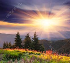 Mountain landscape with cloudy sky