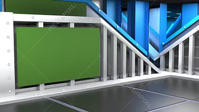 3D Virtual News Studio Background, 3d rendering