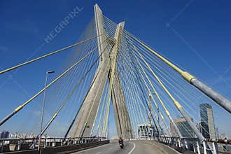 Sao Paulo, Brazil: cable-stayed bridge, low angle view