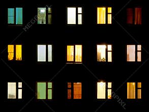 Night windows - block of flats background