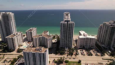 5k aerial drone footage condominium apartments on the beach