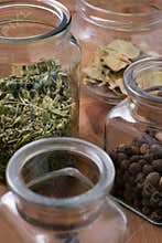 Jars with herbs