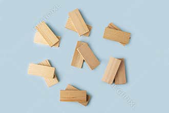 Wooden blocks in pairs as symbol of love couple. Concept of friendship and family. Support and care metaphors