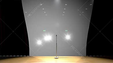 Curtain pull from behind the stage