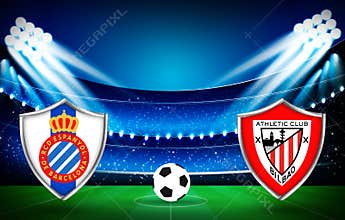 Espanyol Vs Athletic Club Football Match Fixture concept backdrop with ball