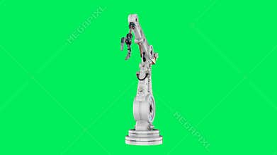 Robot hand or robotic arm isolated on green screen