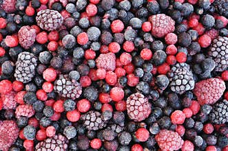 Close up of frozen mixed fruit