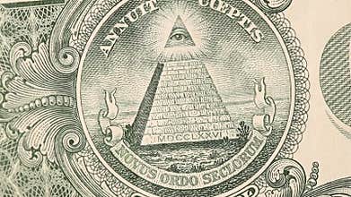 Creative video with details of macro macro banknotes of 1 US dollar.