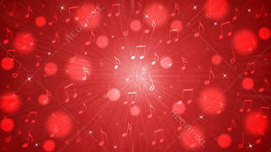 Abstract Music Notes Blast in Red Background