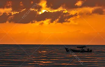Sunset and cloudscape over sea