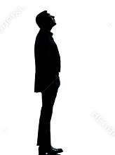 One business man silhouette looking up