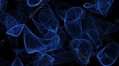 abstract background circles of light blue holographic wireframe effect