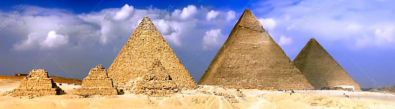 Great Pyramids, located in Giza. Panorama