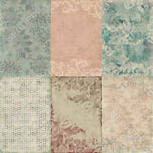Set of six vintage floral shabby backgrounds