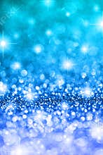 Blue Glitter Bokeh Blur Stars Background