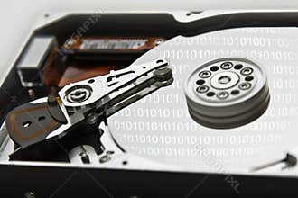 Hard drive with binary code